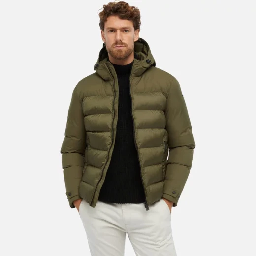 Geox Sapienza Men's Olive Green Softshell Jacket with Hood 56 Geox Sapienza Men's Olive Green Softshell Jacket with Hood 56
