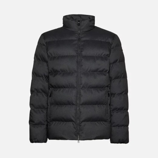Geox Asphalt Man Levico Jacket Black 60 Men's Short Anorak Water Resistant Wind Blocking Polyester Fabric with Wool Like Texture Micro Pattern Print Fast Delivery Easy Exchange - Asphalt - Image 4