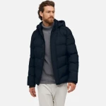 Geox Sandford Man Midnight Blue Anorak Jacket Water Repellent Windblocking Micro-Print Pattern Sustainable Padding Everyday Wear 60 SKY CAPTAIN - Geox