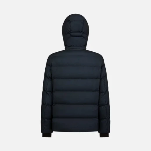 Geox Sandford Man Midnight Blue Anorak Jacket Water Repellent Windblocking Micro-Print Pattern Sustainable Padding Everyday Wear 60 SKY CAPTAIN - Geox - Image 6