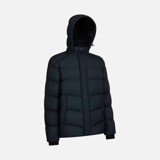 Geox Sandford Man Midnight Blue Anorak Jacket Water Repellent Windblocking Micro-Print Pattern Sustainable Padding Everyday Wear 60 SKY CAPTAIN - Geox - Image 7