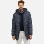 Geox Sandford Man Anthracite 58 Longline Functional Parka Jacket Men's Winter Coat Hooded Water Repellent Windproof Micro Print Polyester Padding Versatile Everyday Wear - Geox