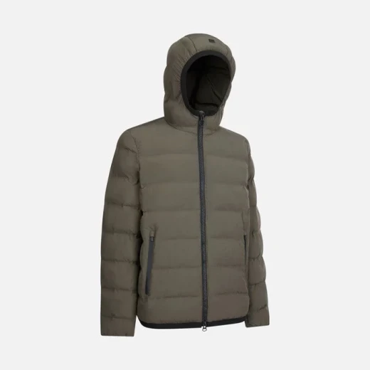 Geox Spherica Man Olive Green Parka Jacket with Hood Ultra Comfortable Breathable Windblocking 60 Rosin Environmental Padding for Men Fast Delivery Easy Exchange - Image 4