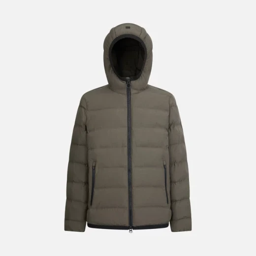 Geox Spherica Man Olive Green Parka Jacket with Hood Ultra Comfortable Breathable Windblocking 60 Rosin Environmental Padding for Men Fast Delivery Easy Exchange - Image 5