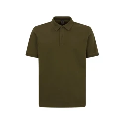 Geox Men's Polo Shirt Washed BCI Cotton Jersey Short Sleeve Olive Color XL Size with Side Split Hems and Slightly Lower Back Hemline Fast Delivery and Easy Exchange