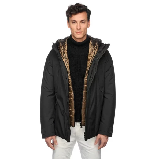 Geox Terreste Man Parka Jacket Black 60 Waterproof Mid Length Outdoorsy Design Recycled Polyester Twill Internal Detachable Bib EcologicWARM Wadding Fast Delivery Easy Exchange - Terreste - Image 12