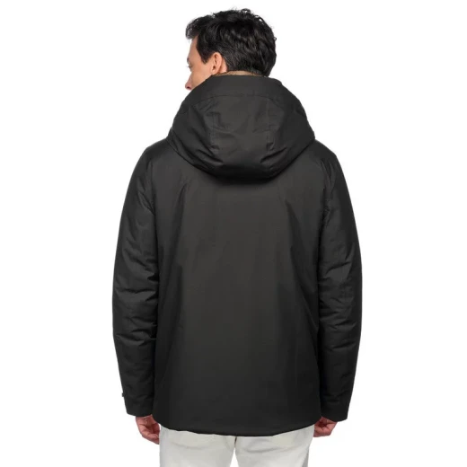 Geox Terreste Man Parka Jacket Black 60 Waterproof Mid Length Outdoorsy Design Recycled Polyester Twill Internal Detachable Bib EcologicWARM Wadding Fast Delivery Easy Exchange - Terreste - Image 3