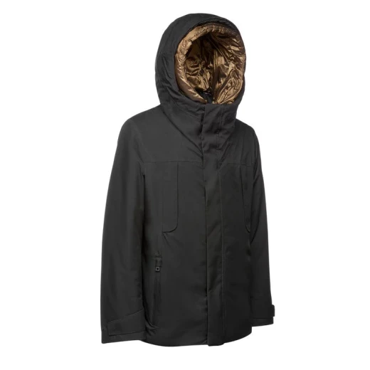 Geox Terreste Man Parka Jacket Black 60 Waterproof Mid Length Outdoorsy Design Recycled Polyester Twill Internal Detachable Bib EcologicWARM Wadding Fast Delivery Easy Exchange - Terreste - Image 4
