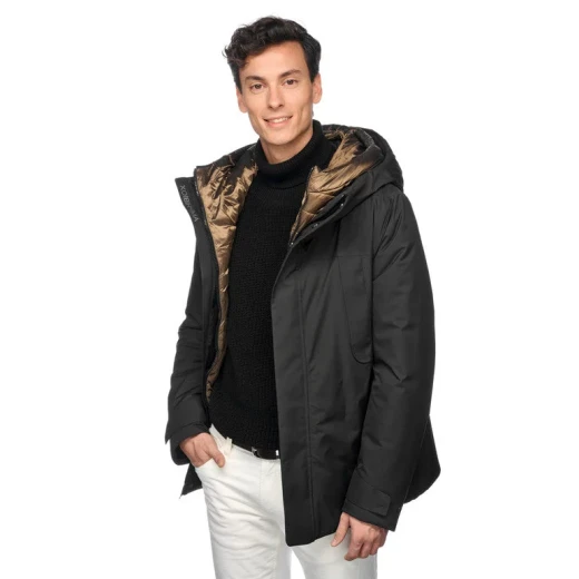 Geox Terreste Man Parka Jacket Black 60 Waterproof Mid Length Outdoorsy Design Recycled Polyester Twill Internal Detachable Bib EcologicWARM Wadding Fast Delivery Easy Exchange - Terreste - Image 7