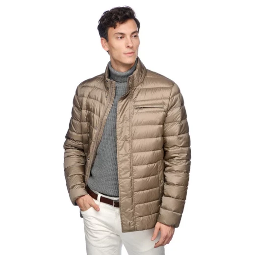 GEOX Warrens Men's Ultra Light Puffer Jacket 60 Beige Water Resistant Wind Blocking Detachable Hood Breast Pocket Recycled Nylon Casual Design Perfect for Transitional Dressing - Warrens - Image 5