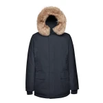 Norwolk Man Sky Captain Longline Parka Jacket Removable Faux Fur Trim - Geox