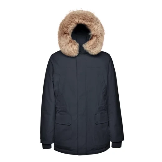 Norwolk Man Sky Captain Longline Parka Jacket Removable Faux Fur Trim - Geox - Image 8