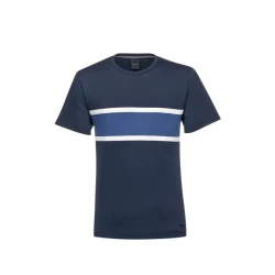 Men's Crew Neck T Shirt Sky Blue Color Block Cotton Jersey M