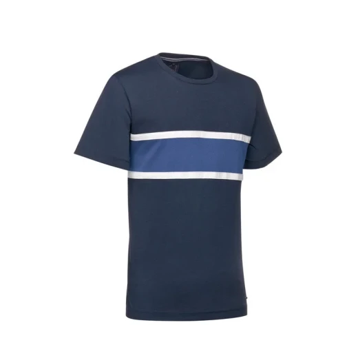 Men's Crew Neck T Shirt Sky Blue Color Block Cotton Jersey M - Geox - Image 3