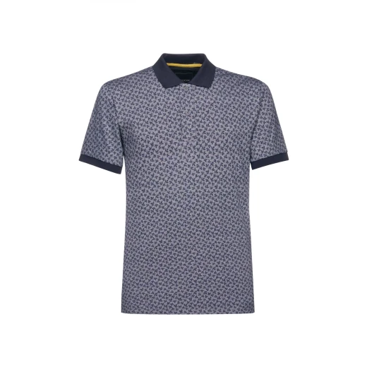 POLO MAN Navy Blue Oxford Cotton Short Sleeve Men's Polo Shirt M Size with All Over Print Design Comfortable Breathable Fabric Stylish Collar Sleeve Ends SKU M5510N T3250 F4112 - Geox - Image 2