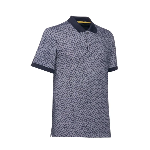 POLO MAN Navy Blue Oxford Cotton Short Sleeve Men's Polo Shirt M Size with All Over Print Design Comfortable Breathable Fabric Stylish Collar Sleeve Ends SKU M5510N T3250 F4112 - Geox - Image 3