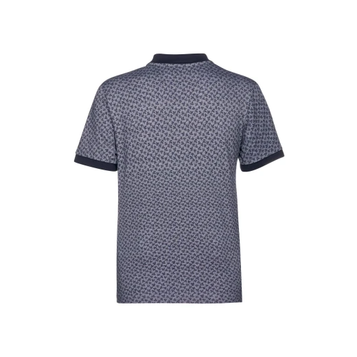 POLO MAN Navy Blue Oxford Cotton Short Sleeve Men's Polo Shirt M Size with All Over Print Design Comfortable Breathable Fabric Stylish Collar Sleeve Ends SKU M5510N T3250 F4112 - Geox - Image 4