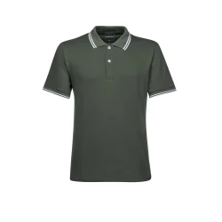 Geox Spherica Polo Shirt Men's Light Climbing Ivy Color, Short Sleeve, Stretch Piqué Cotton, Breathable Design, Contrasting Stripes, Personalised Logo, Size L