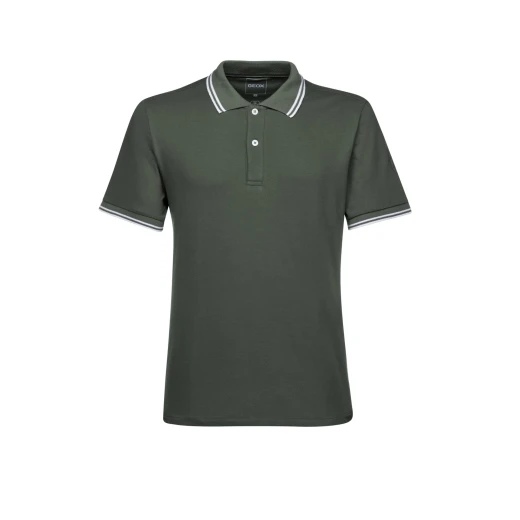 Geox Spherica Polo Shirt Men's Light Climbing Ivy Color, Short Sleeve, Stretch Piqué Cotton, Breathable Design, Contrasting Stripes, Personalised Logo, Size L Geox Spherica Polo Shirt Men's Light Climbing Ivy Color, Short Sleeve, Stretch Piqué Cotton, Breathable Design, Contrasting Stripes, Personalised Logo, Size L