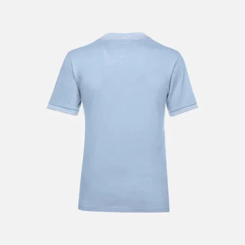 Geox Spherica Polo Shirt for Men Light Blue XXL Breathable Stretch Pique Cotton with Contrasting Stripes and Personalized Logo Classic Fit Short Sleeve Casual Wear - Polo man - Image 3