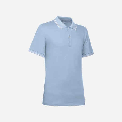 Geox Spherica Polo Shirt for Men Light Blue XXL Breathable Stretch Pique Cotton with Contrasting Stripes and Personalized Logo Classic Fit Short Sleeve Casual Wear - Polo man - Image 4