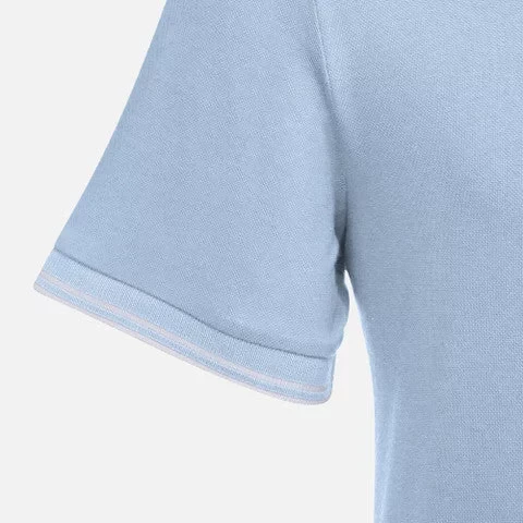 Geox Spherica Polo Shirt for Men Light Blue XXL Breathable Stretch Pique Cotton with Contrasting Stripes and Personalized Logo Classic Fit Short Sleeve Casual Wear - Polo man - Image 5