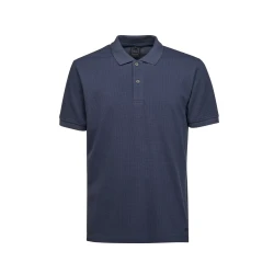 POLO MAN Majolica Blue Men's Polo Shirt in Piqué Cotton with Micro-Print, Short Sleeve, Comfortable & Breathable, Size M