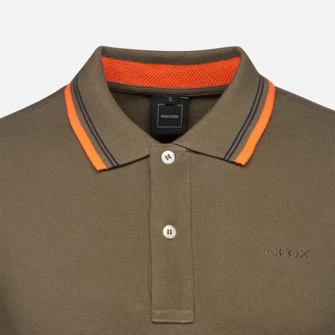 Polo Man Brown Pique Cotton Polo Shirt for Men, Short Sleeve, Size M - Geox - Image 4
