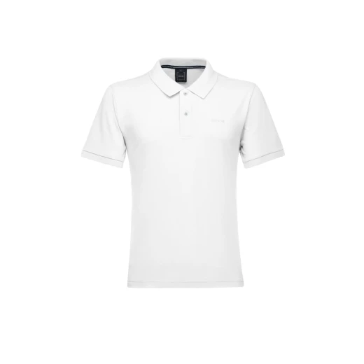 قميص بولو رجالي أبيض من القطن بيكيه XXL من POLO MAN بأكمام قصيرة وياقة كلاسيكية وفتحات جانبية يسمح بالتهوية مريح للملابس غير الرسمية SKU:M5511B.T3240.F2128 - جيوكس - Image 2