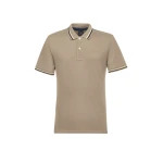Polo Man Men's Taupe Cotton Piqué Polo Shirt with Striped Detail - Geox