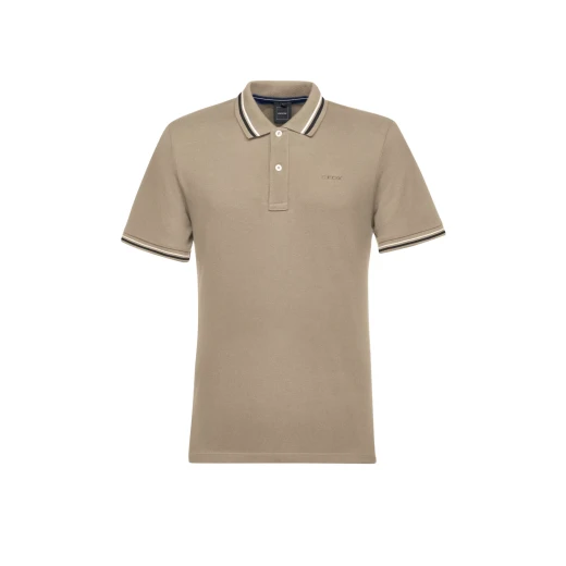 POLO MAN Men's Taupe Polo Shirt XXL 100% Cotton Pique Breathable Short Sleeve Casual Wear with Contrasting Striped Details on Sleeves and Collar Comfortable City Dressing POLO MAN Men's Taupe Polo Shirt XXL 100% Cotton Pique Breathable Short Sleeve Casual Wear with Contrasting Striped Details on Sleeves and Collar Comfortable City Dressing