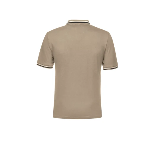 POLO MAN Taupe XL Cotton Piqué Polo Shirt for Men with Contrasting Striped Sleeves and Collar, Breathable Fabric for Casual City Wear, SKU M5512A.T3237.F5264 - Geox - Image 4