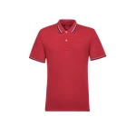 POLO MAN Men's Polo Shirt XXL Red Cotton Piqué Short Sleeve Breathable Contrasting Striped Collar Casual City Dressing Comfortable Fit SKU M5512A T3237 F7241 - Polo man