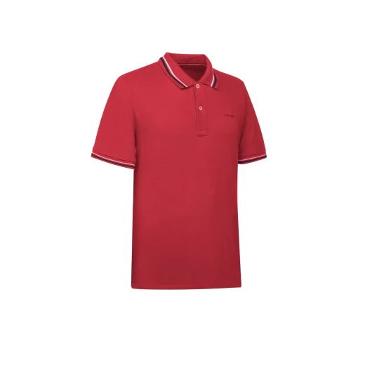 POLO MAN Men's Polo Shirt XXL Red Cotton Piqué Short Sleeve Breathable Contrasting Striped Collar Casual City Dressing Comfortable Fit SKU M5512A T3237 F7241 - Polo man - Image 3
