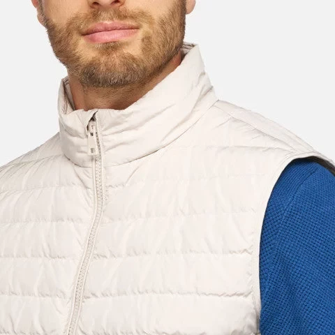 Warren's Man Sleeveless Down Vest 48 Off White Recycled Polyester Windproof Water Repellent Quilted Design Front Zip Pockets Travel Ready - Geox - Image 10