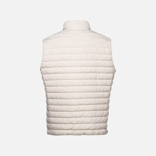 Warren's Man Sleeveless Down Vest 48 Off White Recycled Polyester Windproof Water Repellent Quilted Design Front Zip Pockets Travel Ready - Geox - Image 5