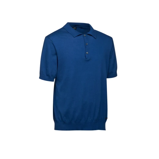 Knit Man Short Sleeve Polo Shirt Navy Blue XXL Casual Cotton Blend Button Down Collar For Everyday Wear Office Ready - Knit man - Image 3