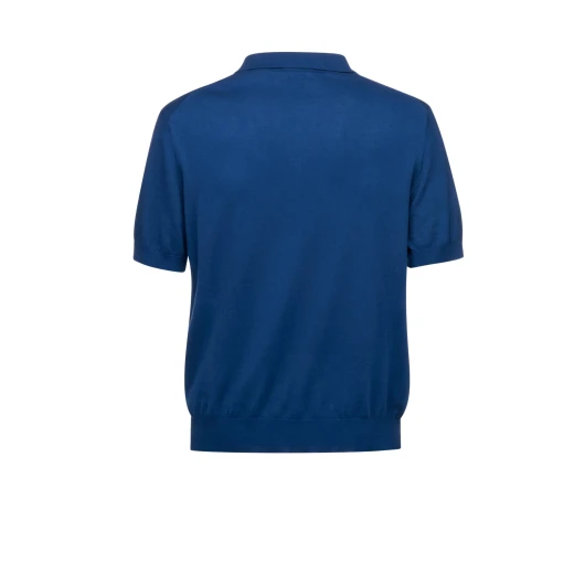 KNIT MAN Knitted Polo Shirt for Men Navy Blue M Size Comfortable Cotton Fabric Short Sleeve Classic Buttoned Collar Perfect for Office or Everyday Wear SKU M5570E.T3248.F4628 - Knit man - Image 4