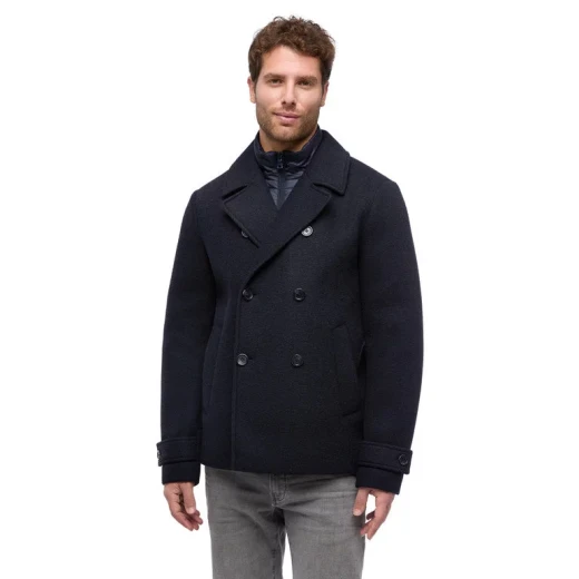 Claudio Man Sky Captain Peacoat for Men with Detachable Padded Bib in Wool and Polyester Blend, Stylish for Urban Wear, Size 58 - Claudio man - Image 2