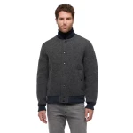 Claudio Man Bomber Jacket Melange Grey 54 Modern Urban Style Windproof Protection Polyester Wool Blend Fabric for Men M5615C.T3289.F0311 Perfect for City Days - Geox
