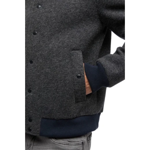 Claudio Man Bomber Jacket Melange Grey 54 Modern Urban Style Windproof Protection Polyester Wool Blend Fabric for Men M5615C.T3289.F0311 Perfect for City Days - Geox - Image 7