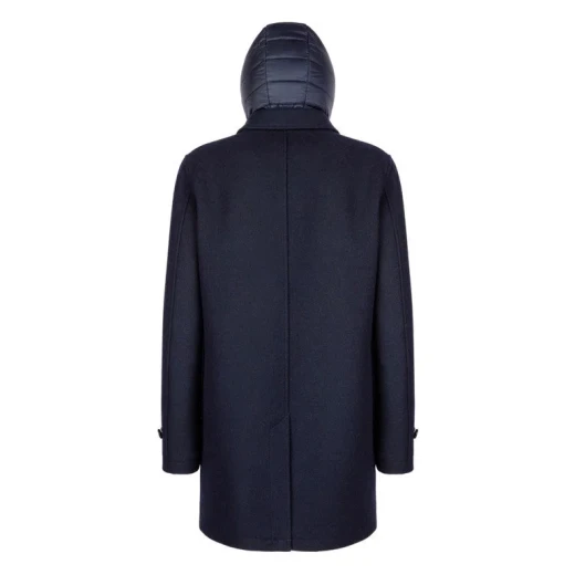 Monreale Man Wool Blend Longline City Coat with Detachable Hood Sky Captain - Geox - Image 10