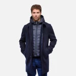 Monreale Man Wool Blend Longline City Coat with Detachable Hood Sky Captain - Geox