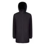 Aurelio Man Sky Captain Down Jacket Men's Winter Coat 54 Featuring Detachable Adjustable Hood Water Repellent Wind Blocking Surface 3 Internal Pockets Modern Urban Design - Geox
