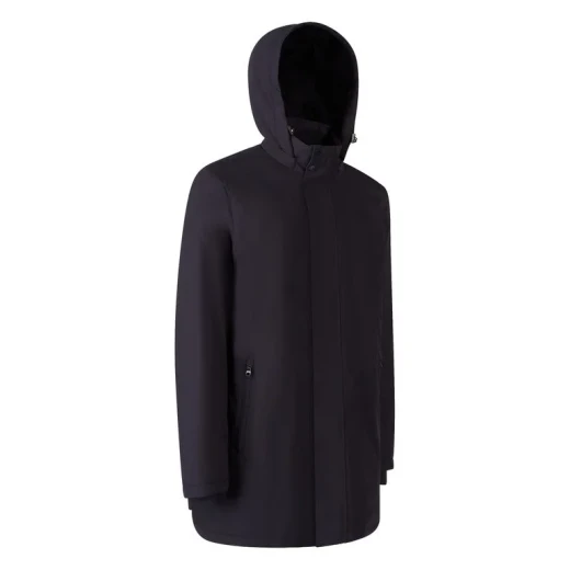 Aurelio Man Sky Captain Down Jacket Men's Winter Coat 54 Featuring Detachable Adjustable Hood Water Repellent Wind Blocking Surface 3 Internal Pockets Modern Urban Design - Geox - Image 3