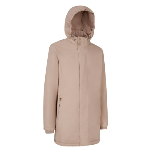 Aurelio Man 60 Light Brown Longline Down Jacket Urban Winter Coat Detachable Adjustable Hood Water Repellent Wind Blocking 3 Internal Pockets Modern Design for Men - Aurelio man - Image 5
