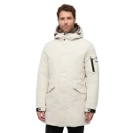 Velletri Man Birch Longline Parka Jacket with Wind Blocking and Water Resistant Finish, Recycled Lining and Padding, Casual Design for Winter, Size 48, Crafted from Polyester - Velletri