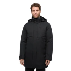 Aerantis Man Longline Jacket Black Size 54 Designed for Men Ultra Breathable Wind Blocking Water Repellent Reversible Padded Hood Perfect for City Days Item Code M5628W T3211 F9000