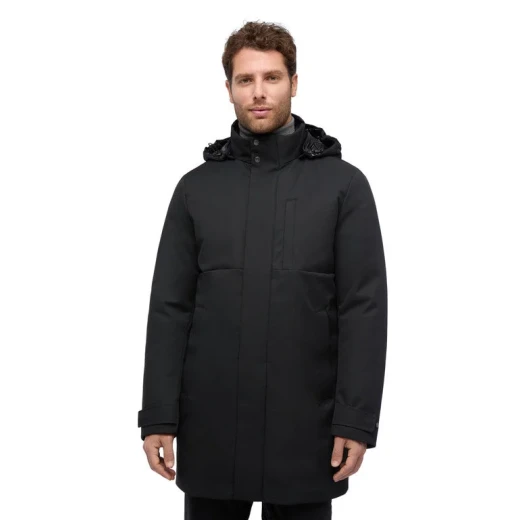 Aerantis Man Longline Jacket Black Size 54 Designed for Men Ultra Breathable Wind Blocking Water Repellent Reversible Padded Hood Perfect for City Days Item Code M5628W T3211 F9000 - Geox - Image 2