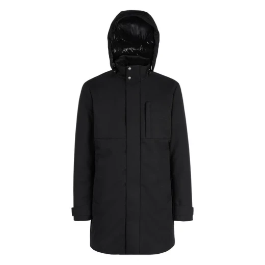 Aerantis Man Longline Jacket Black Water Repellent Wind Blocking Polyester 58 with Reversible Hood and Breathable Design for City Wear - Image 3